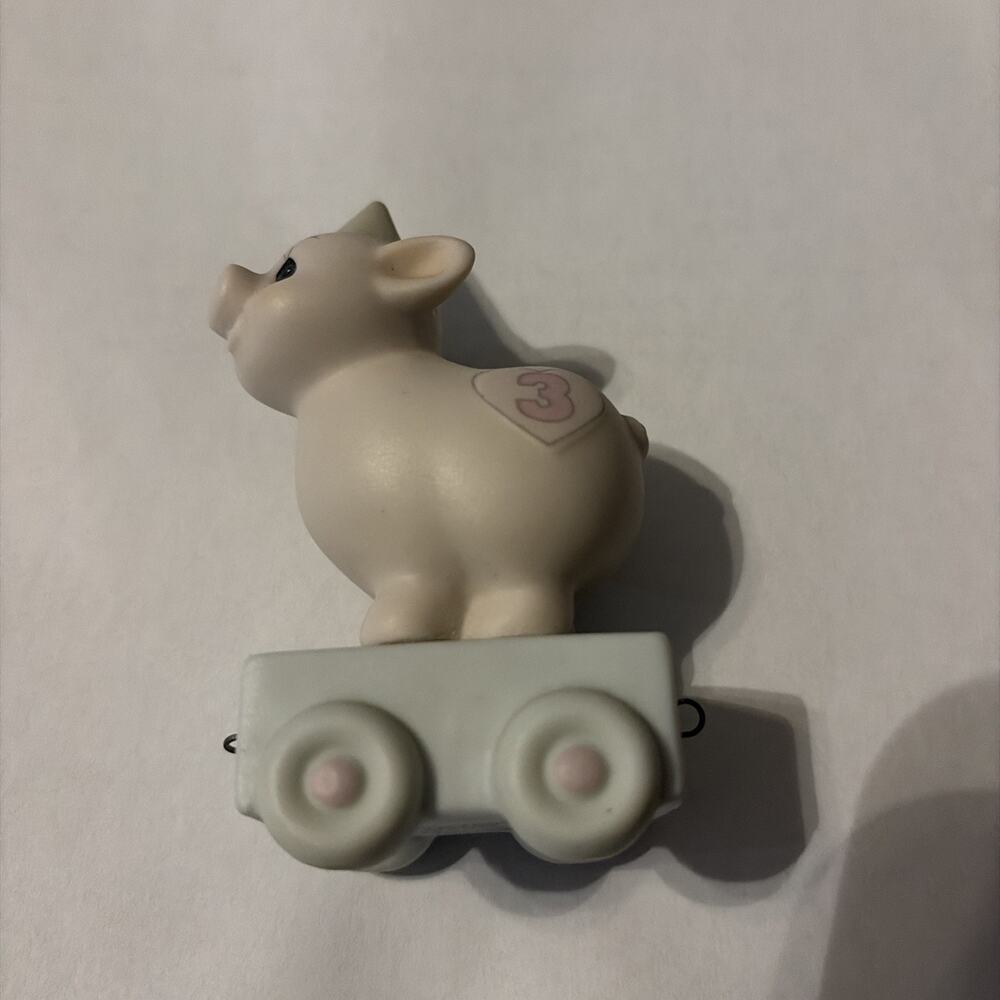 1985 Precious Moments Birthday Train AGE 3 THREE Pig Figurine #15954